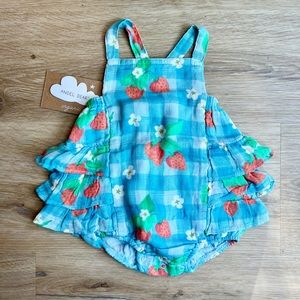 ANGEL DEAR Strawberry Gingham Ruffle Sunsuit